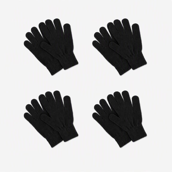 Stcellnmex 4 Pairs Unisex Stretch Knit Full Finger Winter Gloves Warm Soft Adult Gloves As Daily Gift For Men Women