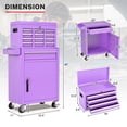 thumbnail image 4 of 5-Drawer Tool Chest on Wheels, 2 In 1 Rolling Tool Storage Cabinet, Tool Organizer for Garage, Workshop, Warehouse & Repair Shop, Purple, 4 of 9