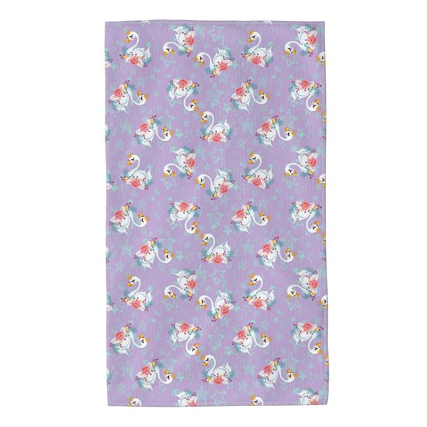 Balery Swan With Stars Toalla de Microfibra Premium con Estampado – 27.5x16 pulgadas, Alta Absorción, Suave y Aterciopelada, Secado Rápido