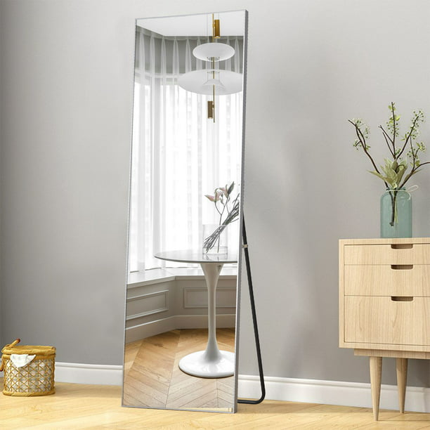 Silver Full Length Mirror Floor, Mirror Stand Floor Lamp