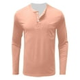 thumbnail image 4 of Timoontee Men's Henley Shirts Long Sleeve Quarter Button Pullover Tops Loose Lightweight Breathable Solid Pocket Casual Workout Blouses Hot Pink M, 4 of 6