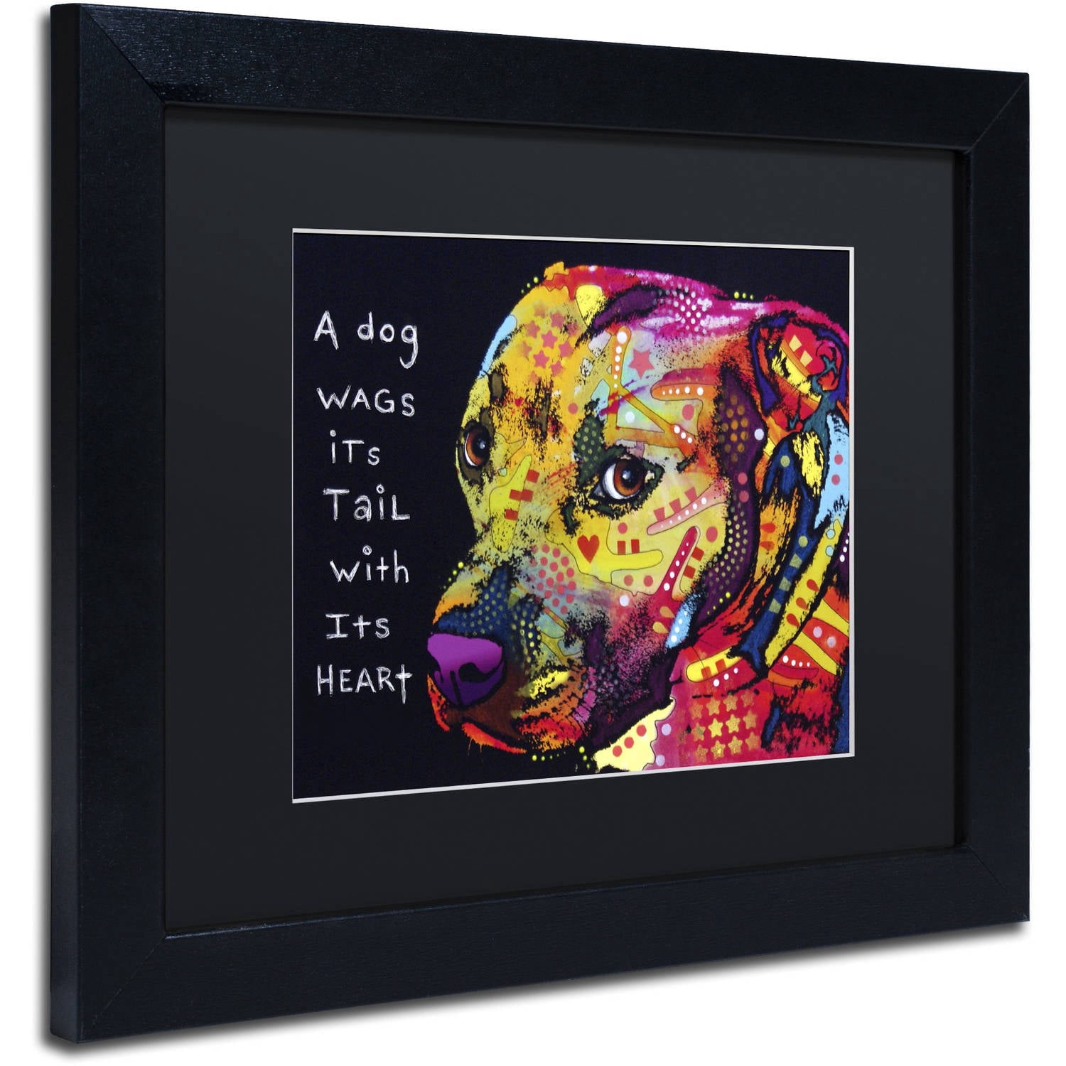 Trademark Fine Art "Gratitude Pitbull" Canvas Art by Dean Russo, Black Matte, Black Frame