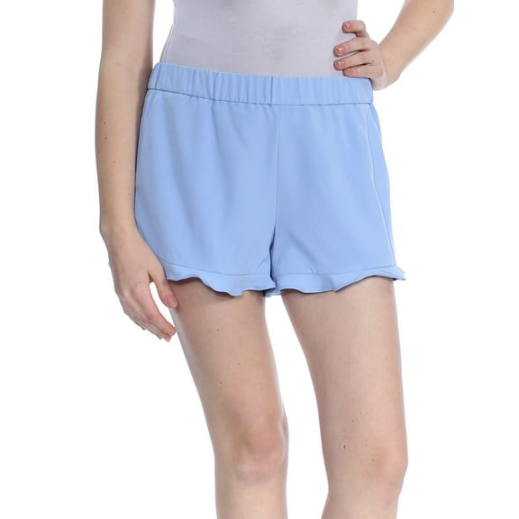 MAISON JULES $39 Womens New 1409 Light Blue Ruffled Trim Pull On Short M B B