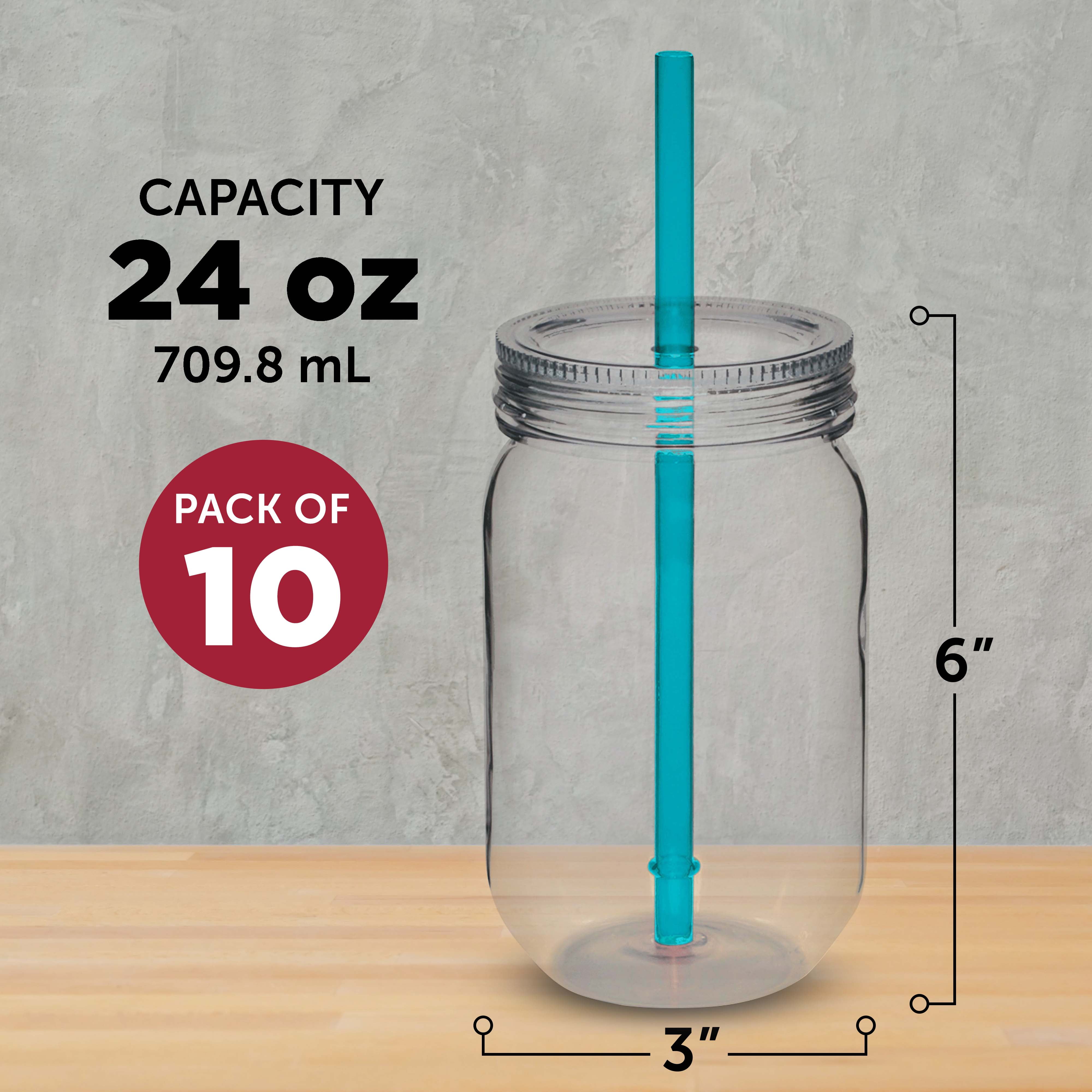 1pc 24 Oz Mason Jar Glass Cups with Stainless Steel Straw and