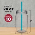 thumbnail image 5 of Plastic Mason Jars with Straw Set 24 oz. Set of 10, Bulk Pack - Jars for Overnight Oats, Candies, Fruits, Pickles, Spices, Beverages - Aqua, 5 of 5
