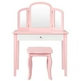 thumbnail image 4 of Costway Kids Vanity Set Princess Makeup Dressing Play Table Set W/Mirror-Pink, 4 of 8