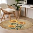 thumbnail image 4 of Round Rugs 3Ft, Sunflowers Round Area Rug Washable Indoor Throw Carpet, Farmhouse Vintage Country Floral Plants Small Non Slip Circle Rug for Bedroom Living Room Home Decor Aesthetic, 4 of 8