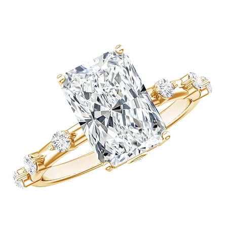 Rosec Jewels Lab Grown Diamond Solitaire Engagement Ring 3 Carat - IGI Certified Radiant Cut Diamond Ring - E-VS1 Quality 10K Yellow Gold US 4.50