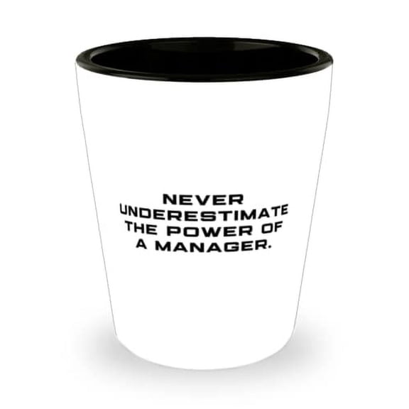 Never Underestimate the Power of a Manager. Shot Glass, Manager Ceramic Cup, Epic For Manager