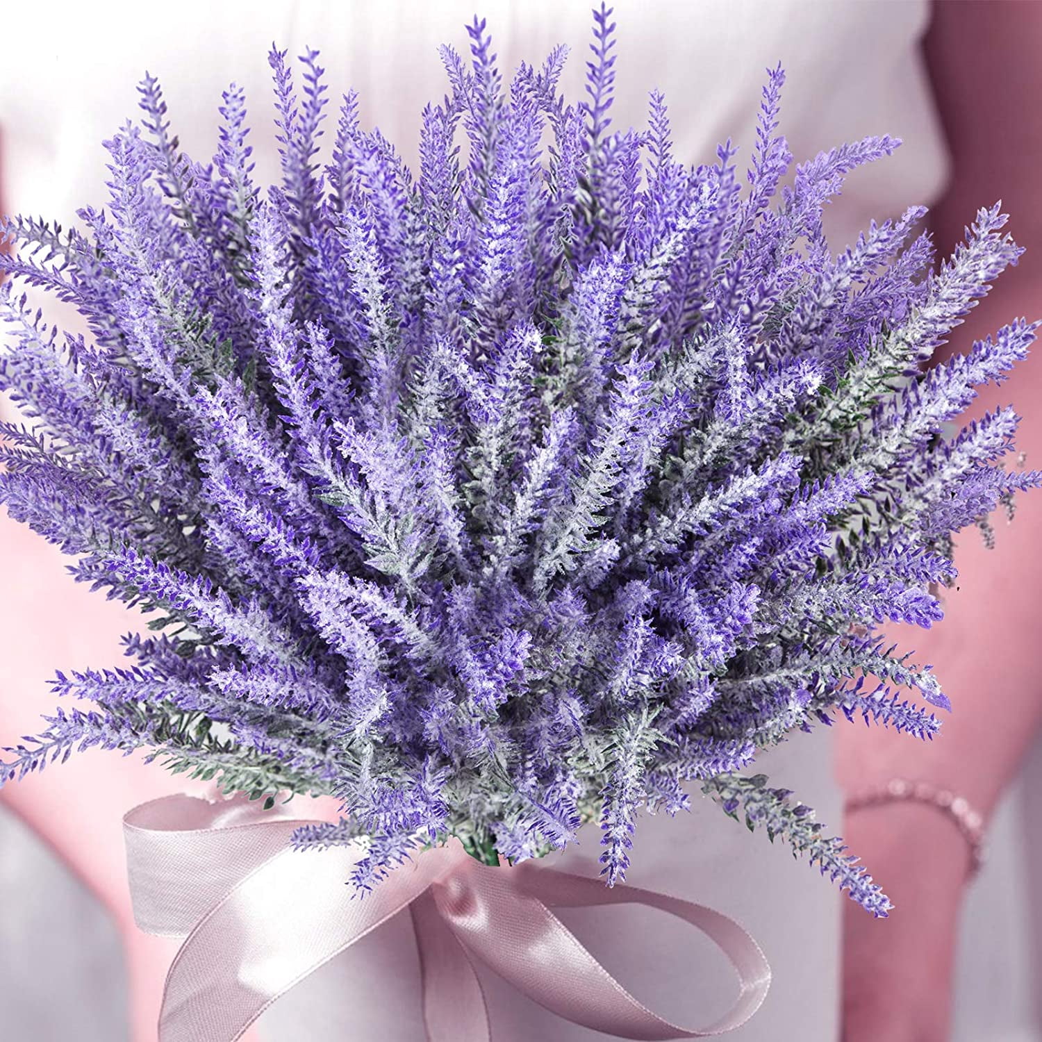 GRNSHTS  12 Bundle Artificial Flowers Fake Lavender Plant, Real Touch with Lavender Flowers Stems Bouquet for Office Wedding Garden Party Lavender Home Decor (Purple)