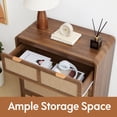 thumbnail image 6 of Wirrytor 5 Drawer Tall Rattan Bedroom Dresser, Boho Chest with Chest of Drawers with Curved Edge, Wood Closet Storage Organizer, Walnut, 6 of 13