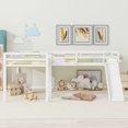 thumbnail image 3 of Euroco Twin L-Shaped Loft Bed with Slide and Ladder for Kids, 2 Beds in One for Kids Teens Adults, White, 3 of 12