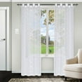 thumbnail image 1 of Elegant Diamond Embroidered Trellis Soft Diffused Light Sheer Curtain Set White / 52"x63", 1 of 1
