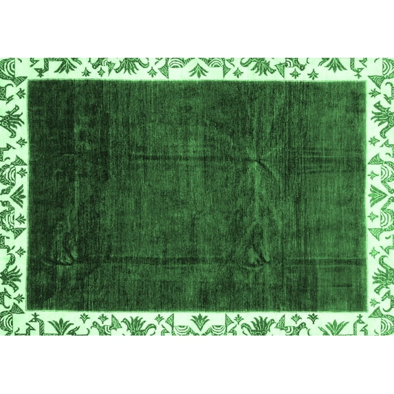 Ahgly Company Indoor Rectangle Abstract Emerald Green Modern Area Rugs, 6' x 9'