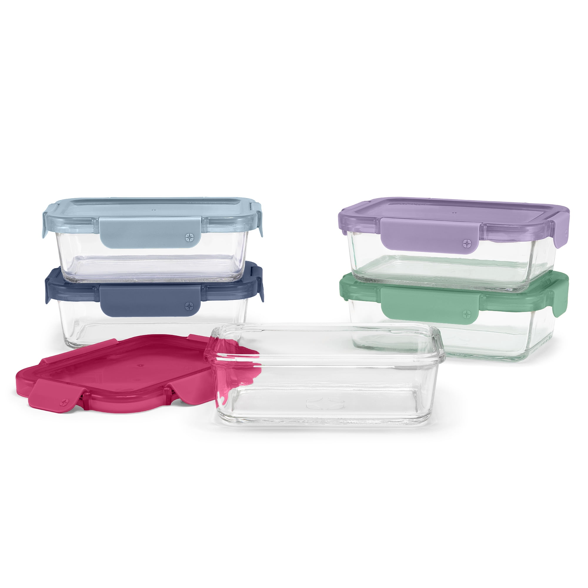 Ello Colorlock Ensemble de Préparation de Repas en Verre de 3.4 tasses de 10 Pièces