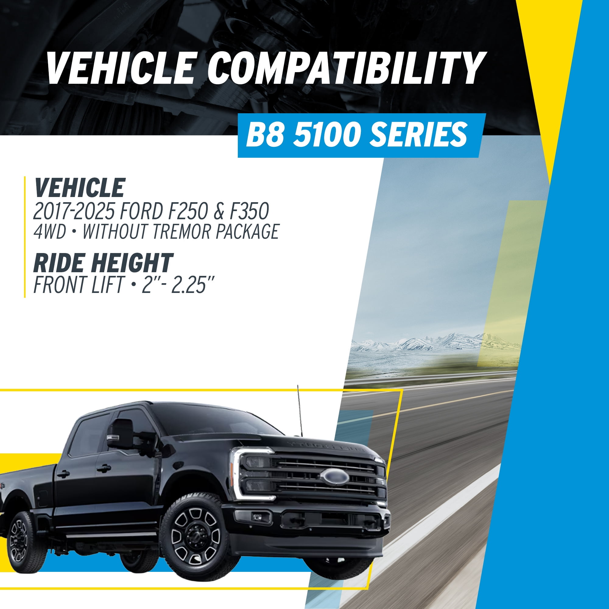 Bilstein Pair of Front B8 5100 Series Shocks Compatible with 2017-2025 F250/F350 4WD w/o Tremor Package with 2-2.5" Front Lift