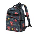 thumbnail image 2 of Football and Rugby Navy Pattern Cute School Backpack Bag for School with Padded Back and Adjustable Shoulder Straps 15.25"x11.5"x5.25", 2 of 5