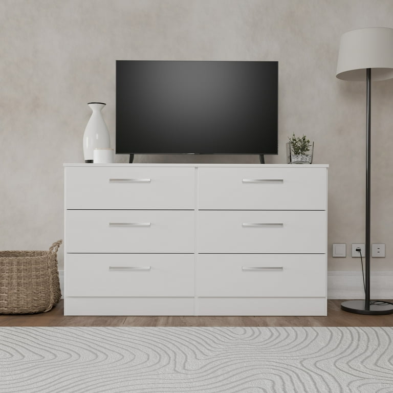 Kappesberg Jolyne 6-Drawer Horizontal Dresser, White Modern Kappesberg Jolyne 6-Drawer Horizontal Dresser, White Modern