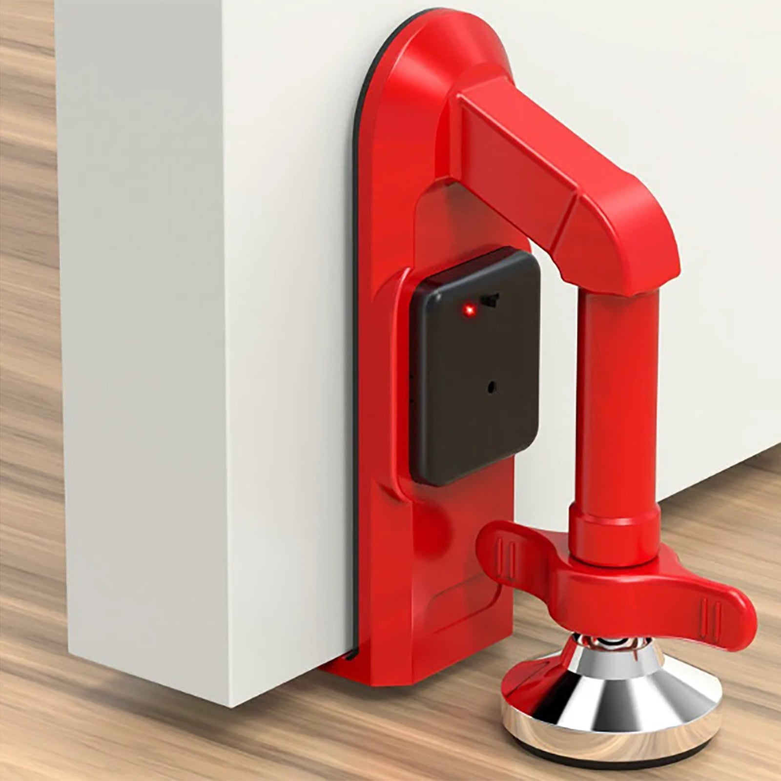 Portable Alarm Door Stopper, Anti-Theft Door Stop Alarm, Adjustable and Easy to Install, Safety Door Stopper Security for Home, Office, Apartment and Travel, Door Security Devices (Red)
