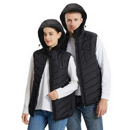 SUQLIZAEID Plus Size Heated Vest for Women Men Winter Outdoor Work Vest 9 Heating Areas Warm Heated Jackets Hiking Heated Coat with USB Port