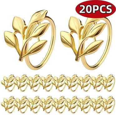 Napkin Rings Christmas Gold Leaf Napkin Holder for Dinning Table Kitchen Party 20 Pcs