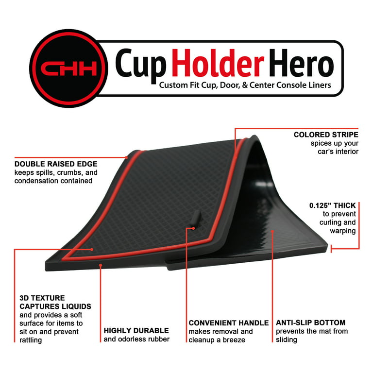 CupHolderHero fits Jeep Gladiator Accessories 2020-2022 Premium Custom  Interior Non-Slip Anti Dust Cup Holder Inserts, Center Console Liner Mats,  Door Pocket Liners 21-pc Set (Red Trim) 