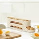 thumbnail image 4 of Porta huevos para refrigerador, dispensador automático con ruedas y diseño ovalado de 2 capas, bandeja transparente que ahorra espacio para un fácil acceso y almacenamiento organizado, ideal, 4 of 8