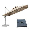 thumbnail image 1 of PURPLE LEAF 11FT Deluxe Square Solar Powered LED Patio Umbrella with Base, Large Offset Cantilever Umbrella with 360° Rotation, Beige, 1 of 17