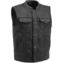 First Mfg Co Sharp Shooter Mens Motorcycle Biker Riding Perforated Leather Black Red Vest with Mesh lining 2X Large