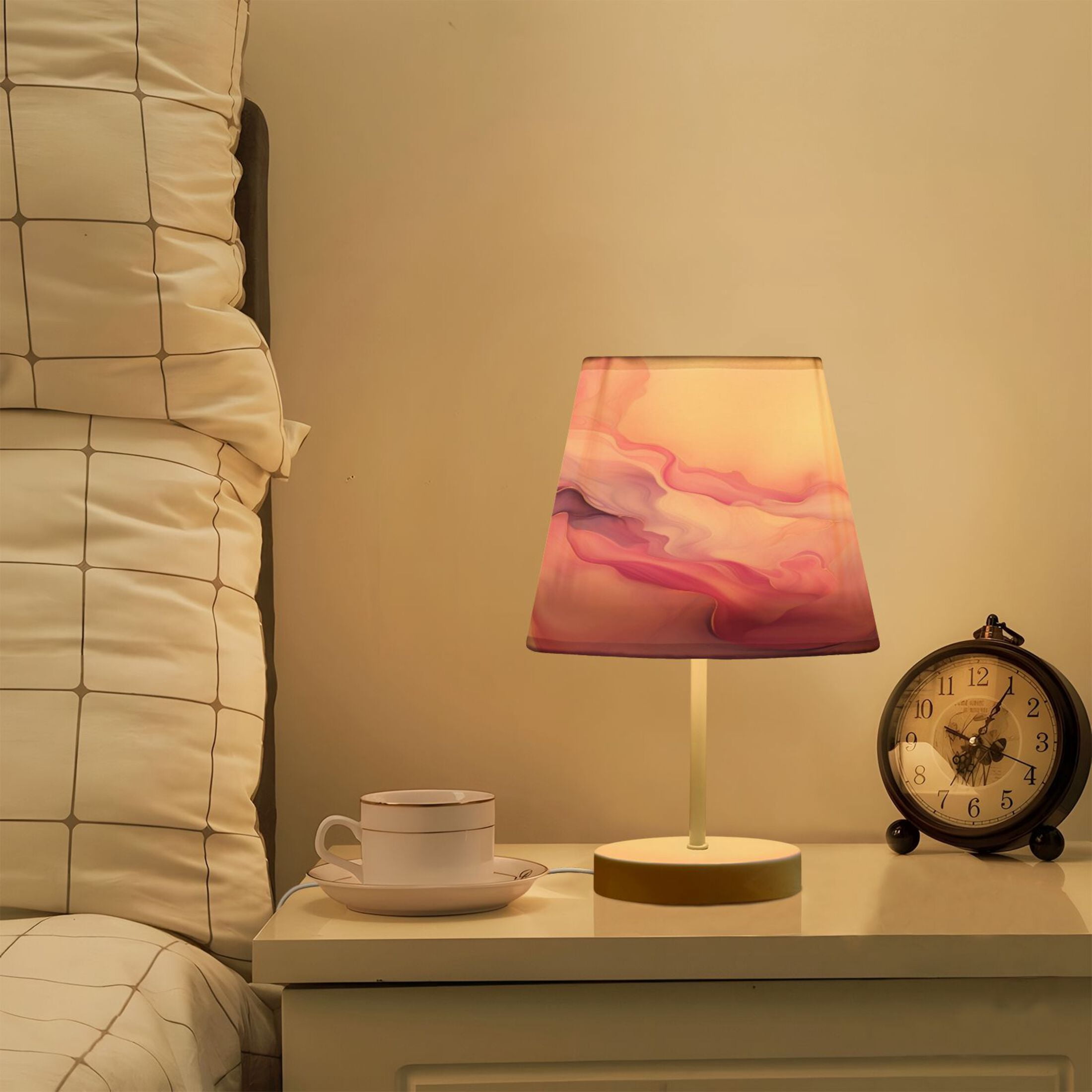 Pink Purple Marble Desk Lamp LED Table Nightstand Lamps with 3 Color Temperatures for Home Bedroom Living Room Decor 6x11
