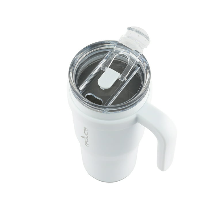 Reduce Vacuum Insulated Stainless Steel Cold1 24 fl oz. Tumbler Mug with 3  Way Lid, Straw, & Handle - White Opaque Gloss