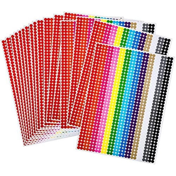 9360 Pack Small Colored Dots Stickers 1/4 Inch Tiny Round Color Coding Dot Labels Circle Mini Neon Stickers for Office Organizing Classroom Decoration 10 Sheets (Rainbow, Single Size)