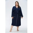thumbnail image 5 of HEARTNICE Womens Robe, Lightweight 3/4 Sleeve Knit Spa Bathrobe Soft Kimono Long Loungewear,(Navy,XL Plus), 5 of 6