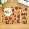 thumbnail image 3 of DouZhe Polyester Placemats Set of 4, Orange Animal Leopard Pattern Heat Resistant Place Mats for Dining Table, 12" x 18", 3 of 7