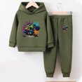thumbnail image 2 of NOLDARES Boys Girls Fall Clothes Graphic Print Hoodie and Jogger Set 2 Piece Outfit(Y173-AG), 2 of 4