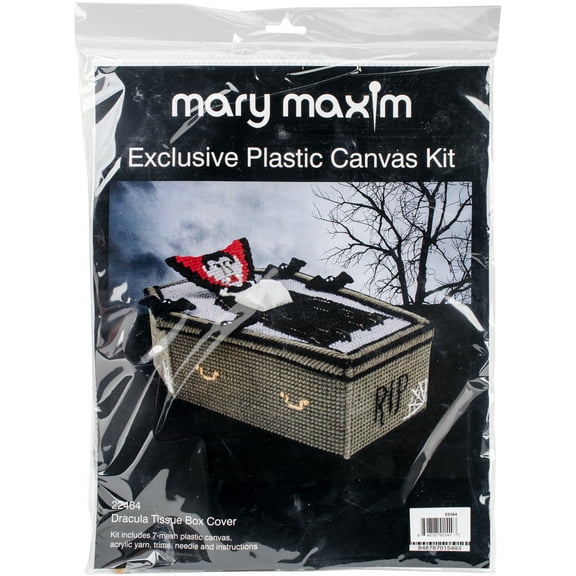 Mary Maxim Dracula Plastic Canvas Tissue Box Kit, 4.5"X9"X3.5"