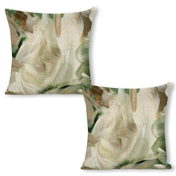 Sage Green and Brown Art Throw Pillow Covers 18X18 Set of 2 Pillow Cushion Cases
