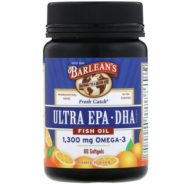 Barlean's Fresh Catch Fish Oil Ultra EPADHA Omega3 Orange Flavor