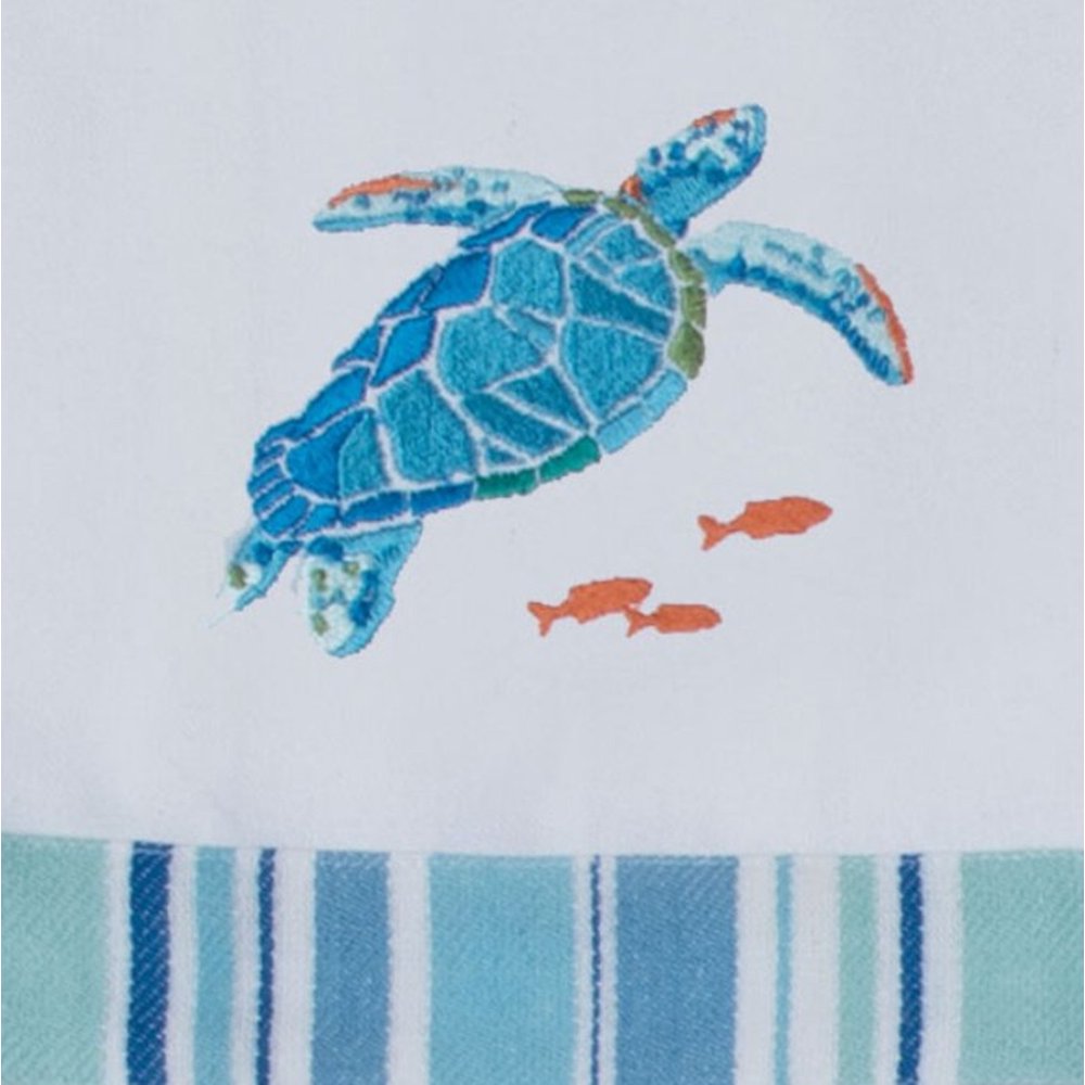Sea Splash Sea Turtle Embroidered Kitchen Tea Towel
