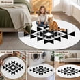 thumbnail image 5 of Black Gray Boho Large Round Rug 8 FT, Non Slip Living Room Area Carpet, Modern Abstract Geometric Lattice Washable Soft Circle Rug Non-Shedding Floor Carpet for Bedroom Office Dining Room, 5 of 9