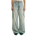 thumbnail image 3 of ClodeEU Baggy Jeans for Women,Wide Leg Denim Jeans With Pockets,Loose Fit Cargo Denim Jeans Dark Blue,Womens Plus M, 3 of 6