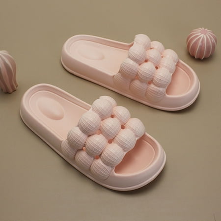 

Zpanxa Slippers for Women Lychee Bubble Slippers Womens Spring New Style Indoor Couple s Thick Sole Feet Feel Cool Slippers Wear Outside Flip Flops for Women Pink 38-39