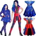 thumbnail image 2 of Nuevo disfraz de Halloween para niñas, disfraz de Evie Mal Descendants, disfraz de Cosplay con peluca, vestido de fiesta de carnaval para niños + conjunto de pantalones, 2 of 5