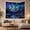 Cabin Lake Night, variant on Snowy Mountain with Aurora and Cozy Cabin, Majestic Rustic for Nature Lovers, Mountain Wall Art Decor, Holiday Gift, Tapestry Wall Hanging for Bedroom and Living Room