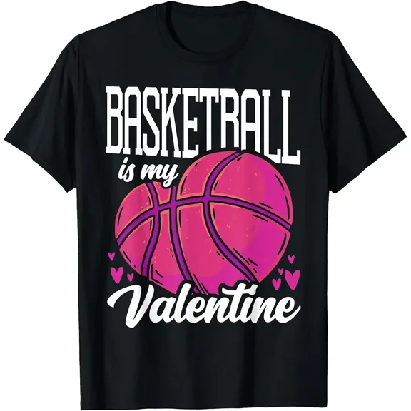 Basketball Heart Valentine Gift for Player Unisex Graphic T-Shirt