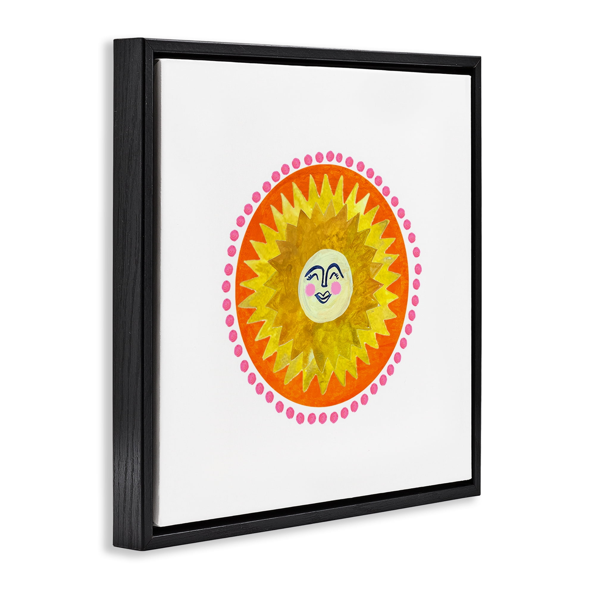 Stupell Industries Yellow & Orange Smiling Sun Black Framed Floater Canvas Wall Art, design by Katherine Herrell Studio