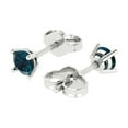 thumbnail image 2 of 0.5 ct Push-Back Stud Earrings for Women | 4.0mm Round Cut Natural London Blue Topaz | 18K White Gold, 2 of 5