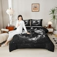 thumbnail image 4 of jejeloiu Galaxy Starry Sky Twin Comforter Sets,White Black Bedding Set For Boys Kids Reversible 2 Pieces, 4 of 8