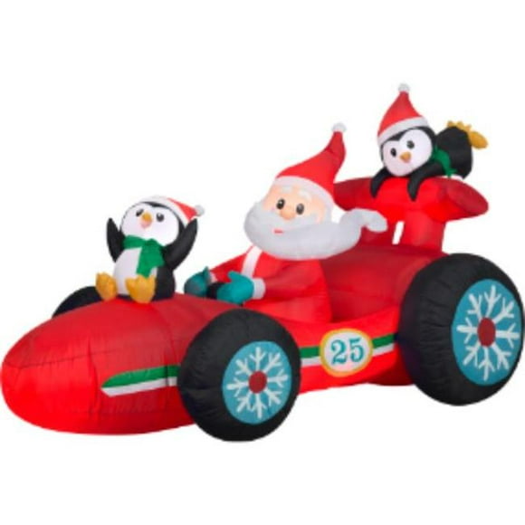 Airblown Inflatables G08 113061X Santas Voiture de Course avec des Pingouins