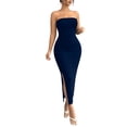 thumbnail image 2 of Bnwani Ladies Dresses,Women Dresses,Solid,Side Split,V-Neck,Sleeveless,Navy,M, 2 of 7